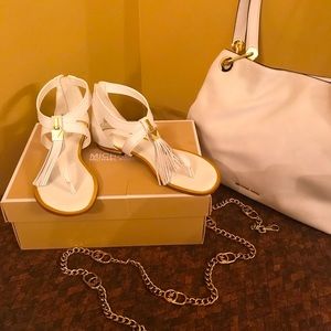 Michael Kors white leather with gold accents